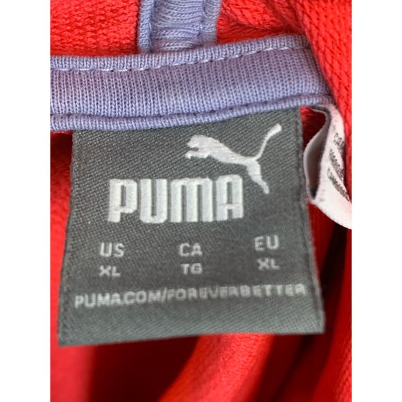 Puma Womens Cropped Hoodie Sweatshirt Pink Long Sleeve Drawstring Pullover XL - Picture 8 of 8
